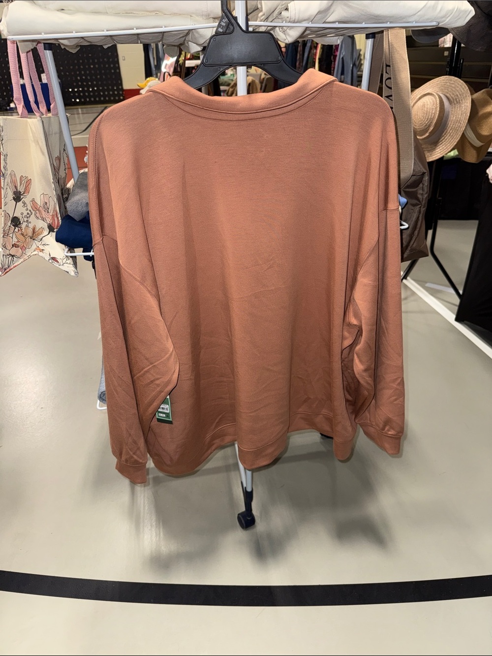 Cozy Collared Pullover Sweatshirt - Rust - Picture 3 of 5